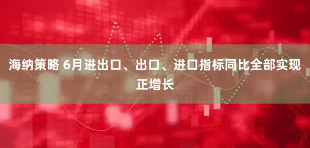 海纳策略 6月进出口、出口、进口指标同比全部实现正增长