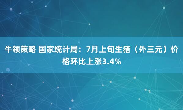 牛领策略 国家统计局：7月上旬生猪（外三元）价格环比上涨3.4%